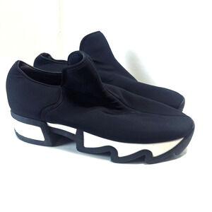 iRi Black platform Black neoprene shoes sneakers sz 40/9 Italy WES outline wavy